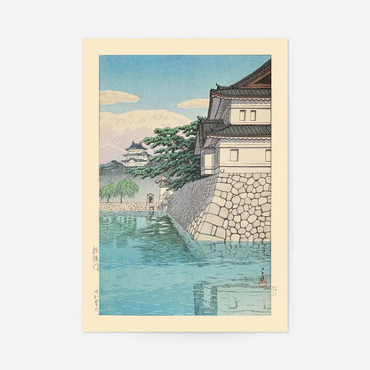 Kikyomon Gate Print by Hasui Kawase, Japanese woodblock print, unframed