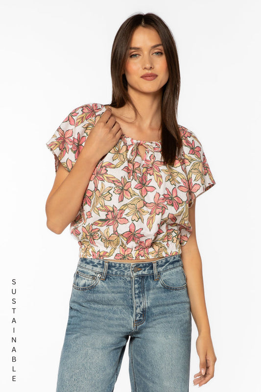 Kirra Hawaiian Floral Top - Tops - Velvet Heart Clothing