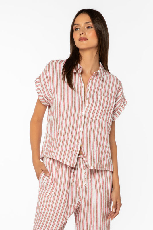Kirsty Pink Stripe Shirt - Tops - Velvet Heart Clothing