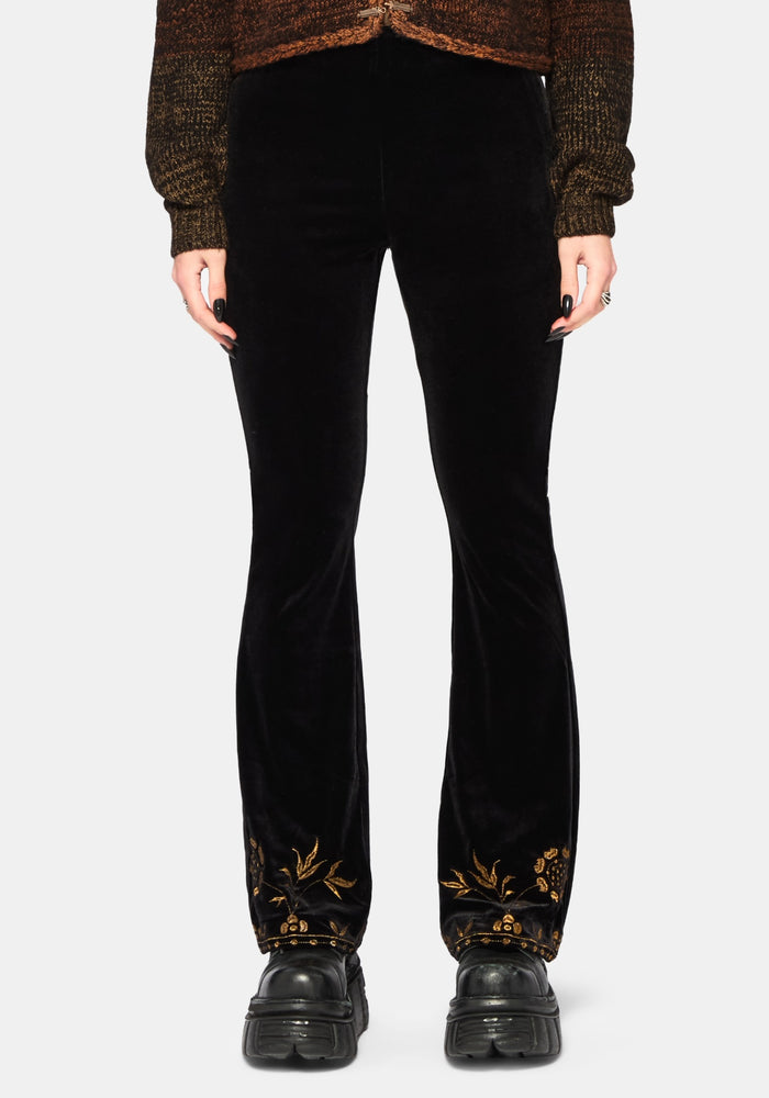 Kobra Velour Embroidered Flare Trouser