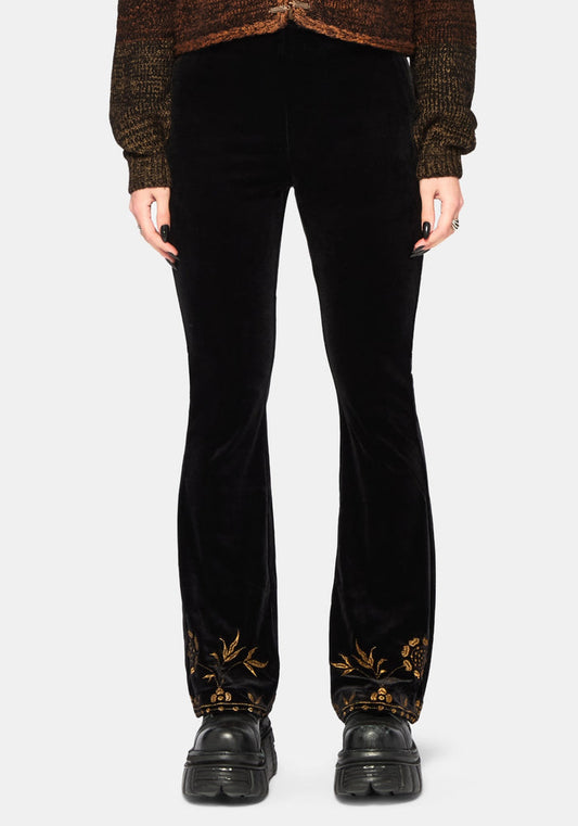 Kobra Velour Embroidered Flare Trouser