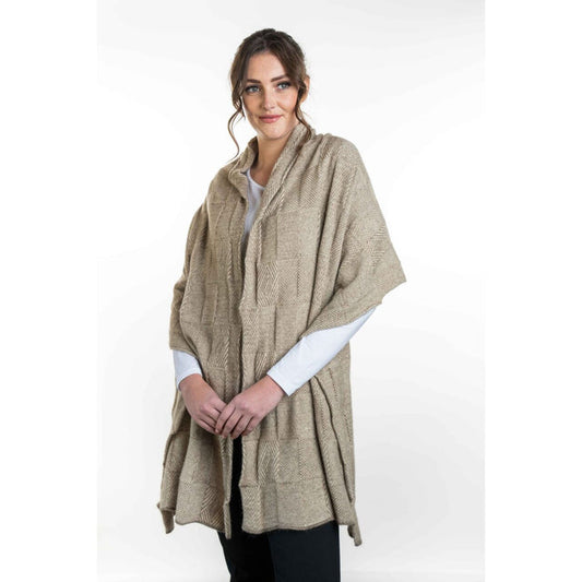 Koru - Merino - Possum Jacquard Wrap (KO554)Nat/Mocha