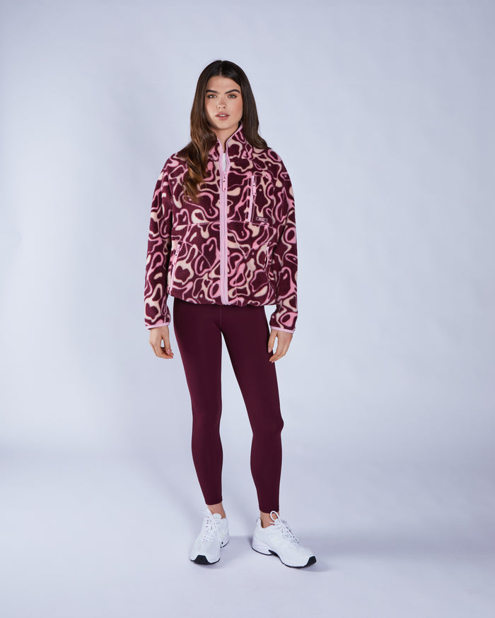 Leilena Fleece Zipper Multi Deep Orchid