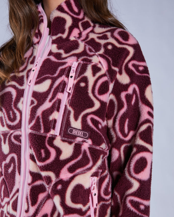 Leilena Fleece Zipper Multi Deep Orchid