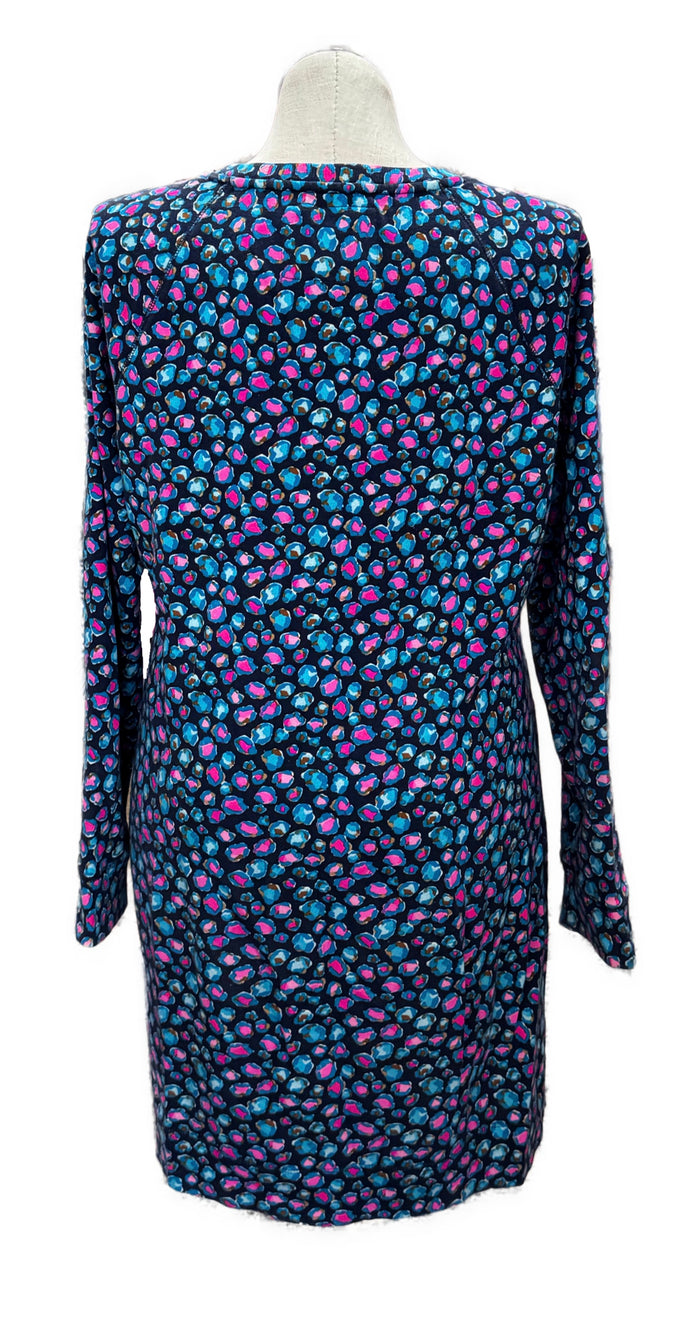 Lilly Pulitzer Navy & Pink Cheetah Patterned Women's Long Sleeve Dress Size XL