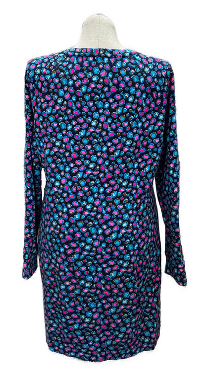 Lilly Pulitzer Navy & Pink Cheetah Patterned Women's Long Sleeve Dress Size XL