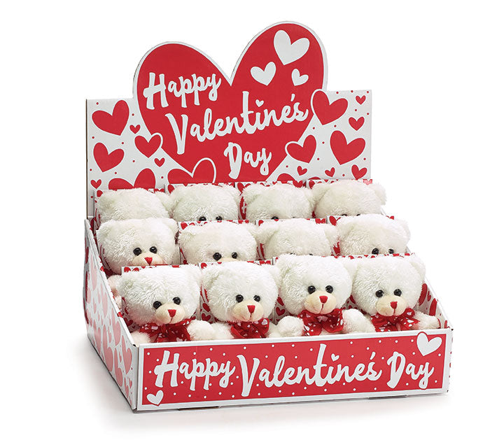 Little White Bear with Red Stitched Nose 12 Pack