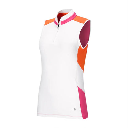 Lohla Sport Britt White, Pink & Orange Sleeveless Golf Top Size XL MSP$130
