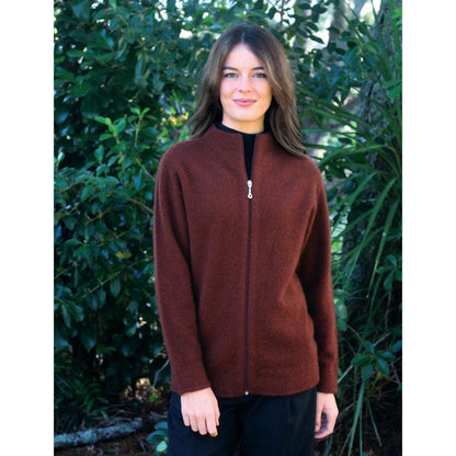 Lothlorian - Merino & Possum Plain Zip Cardigan (9963P) Russet