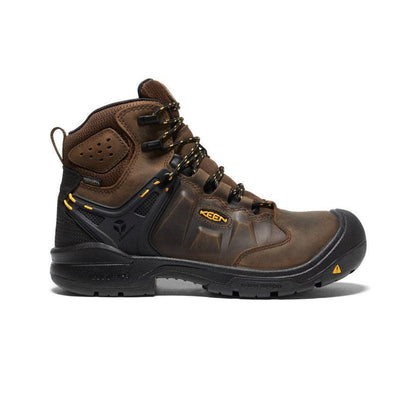 USA made Keen Utility Dover 6-inch waterproof carbon toe work boot in dark earth, EH rated