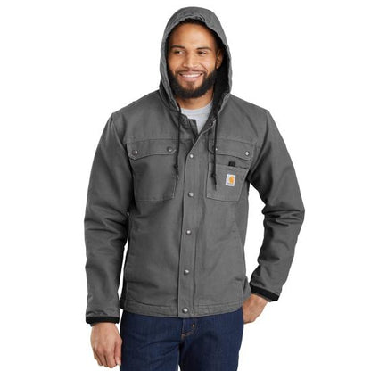 Carhartt sherpa lined washed duck utility jacket, detail view of the sherpa lining