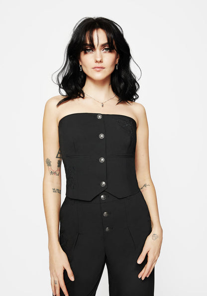 Moonbow Embroidered Strapless Tailored Waistcoat