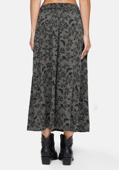 Morgana Button Up Midi Skirt - Green