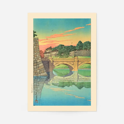 Morning at Niju Bridge Print by Hasui Kawase, Japanese woodblock print, unframed