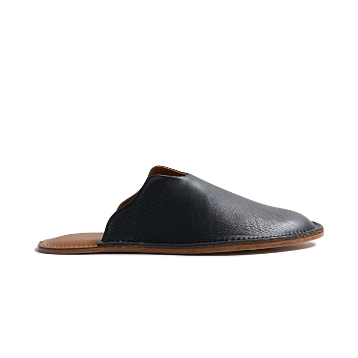 Mr. Grumpy Leather Slippers Black