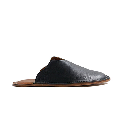 Mr. Grumpy Leather Slippers Black