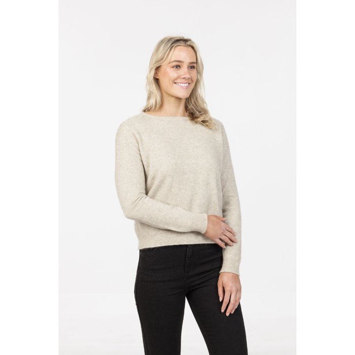 Native World - Merino & Possum Classic Crop Sweater (NB870) Natural.