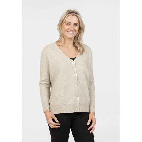 Native World - Merino & Possum Relaxed Cardigan (NB851)Natural