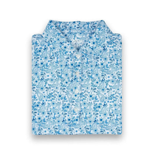 New 2Putt Women's Blue Paisley Sleeveless Golf Polo