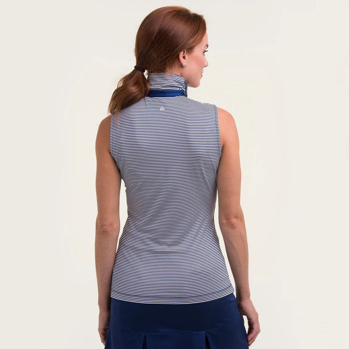 New EP NY Navy Stripe Sleeveless Golf Polo MSP$84