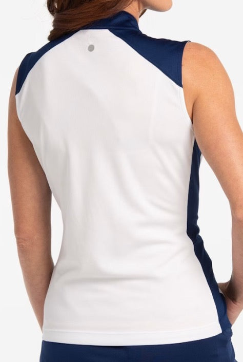 New EP NY Sleeveless Paisley Contrast Golf Polo Size M. MSP$84