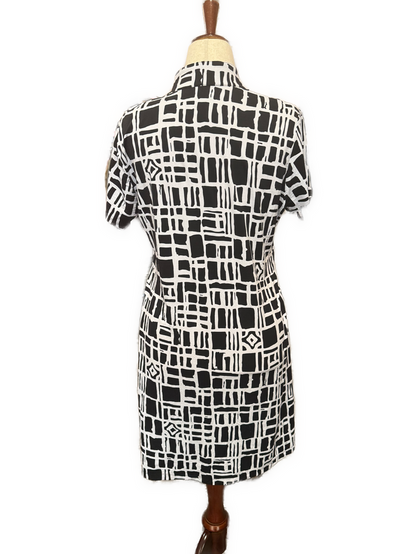 New Ibkul Black Out of the Box Zip Mock Golf Dress Size L MSP$100