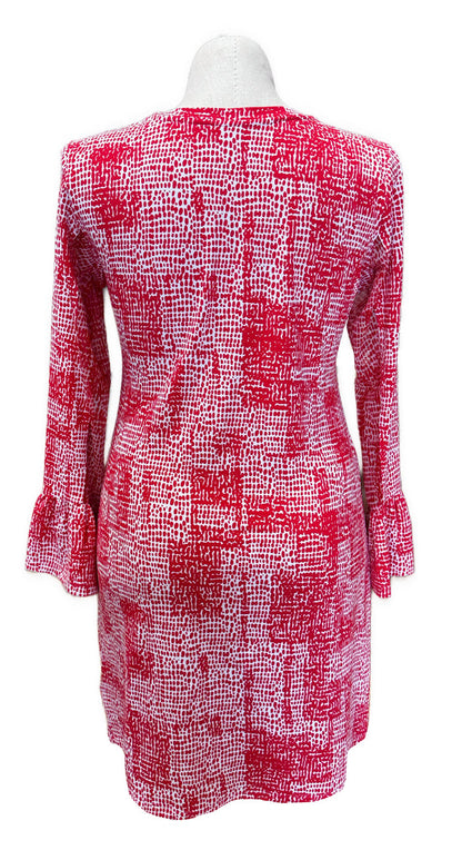 New Ibkul Crew Neck Dress w/ Bell Sleeve - Diane- Watermelon Size L MSP$118