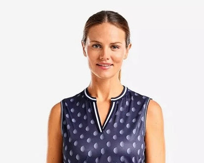 New Nivo Sport Noa II Sleeveless Mock Golf Top - Navy Size M MSP$82