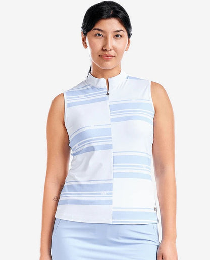 New Nivo Sport Victoria Sleeveless Golf Polo - Gentle Blue Size M MSP$80