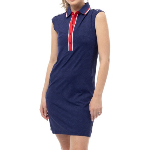 New SanSoleil Ladies SOLSTYLE Cool 36" Sleeveless Golf Dress - Betsy Navy