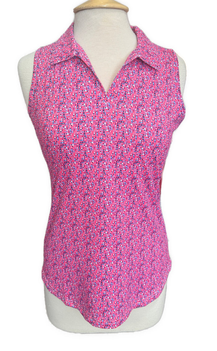 New Scales Gear Hot Pink Sea Glass Sleeveless Polo Size S MSP$80