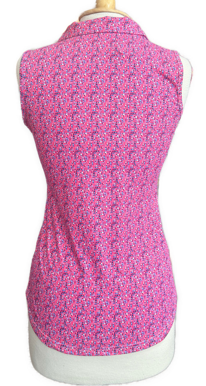 New Scales Gear Hot Pink Sea Glass Sleeveless Polo Size S MSP$80