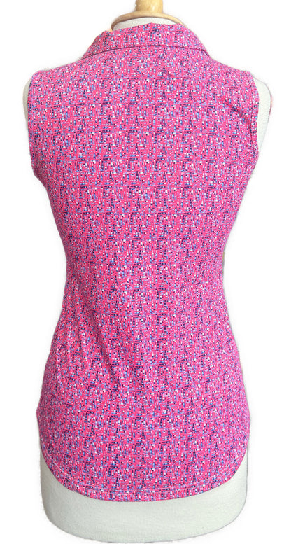 New Scales Gear Hot Pink Sea Glass Sleeveless Polo Size S MSP$80