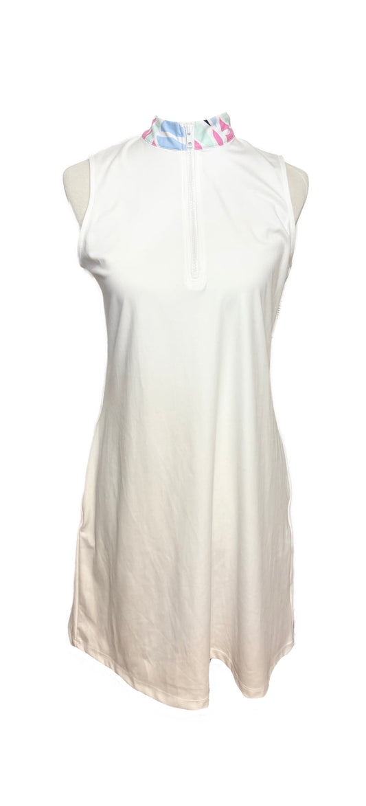 New Tommy Bahama White Sleeveless Golf Dress w/ Print Collar Size M MSP$98