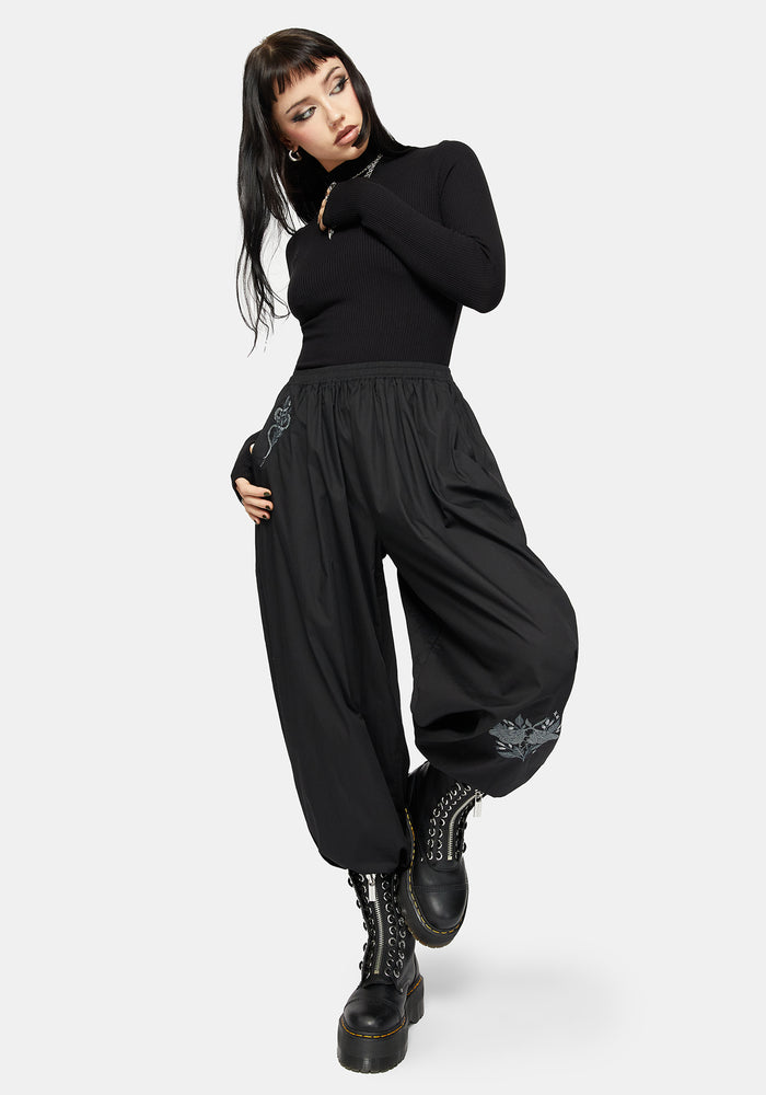 Nirah Embroidered Black Balloon Trouser