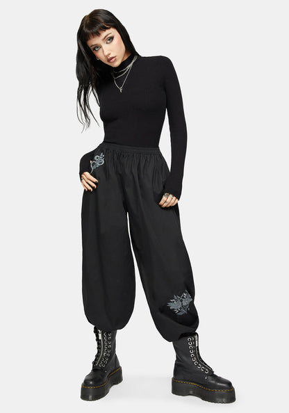Nirah Embroidered Black Balloon Trouser