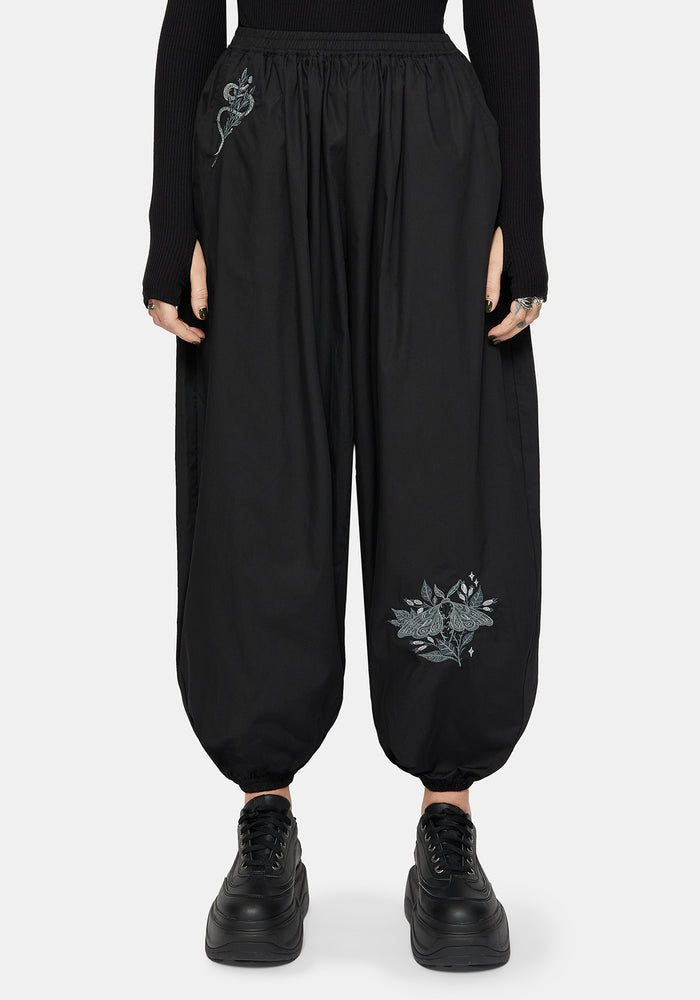 Nirah Embroidered Black Balloon Trouser
