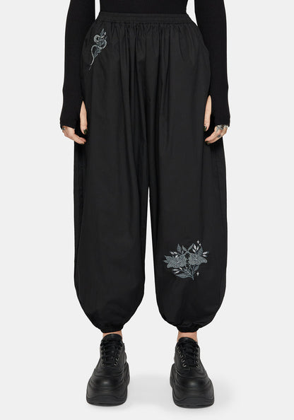 Nirah Embroidered Black Balloon Trouser