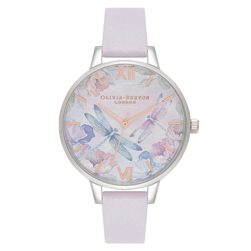 Olivia Burton Dragonfly Thin Case Silver & Parma Violet Women's Watch - OB16PP78