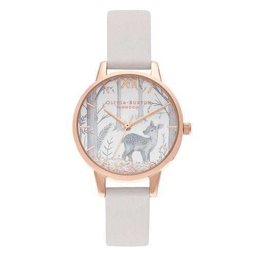 Olivia Burton Snow Globe Blush Leather Ladies Watch - OB16SG11
