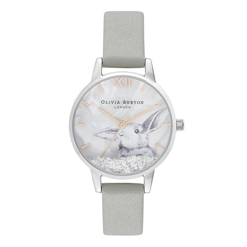 Olivia Burton Snow Globe Grey Leather Women's Watch - OB16WL86