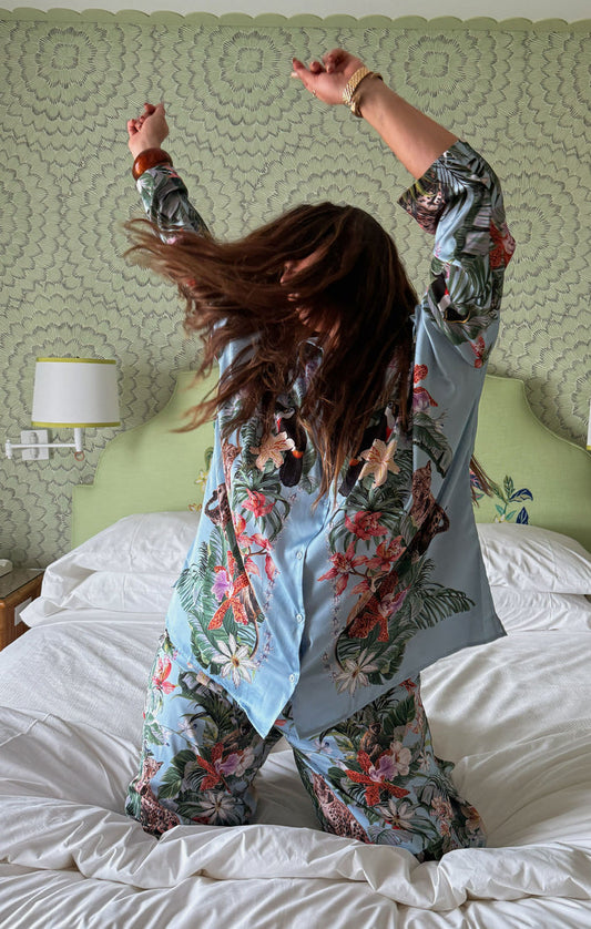 Overslept PJ Set ~ Wild Jungle Mirage Silky