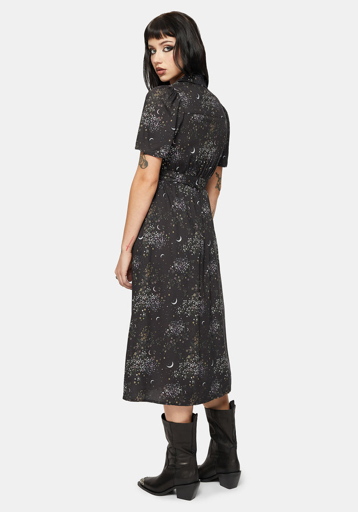 Peaseblossom Celestial Tie Back Midi Shirt Dress