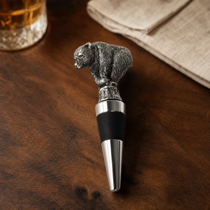 Pewter Bear Bottle Stopper 2