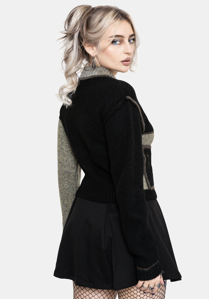 Polly Collared Patch Embroidered Knit Cardigan