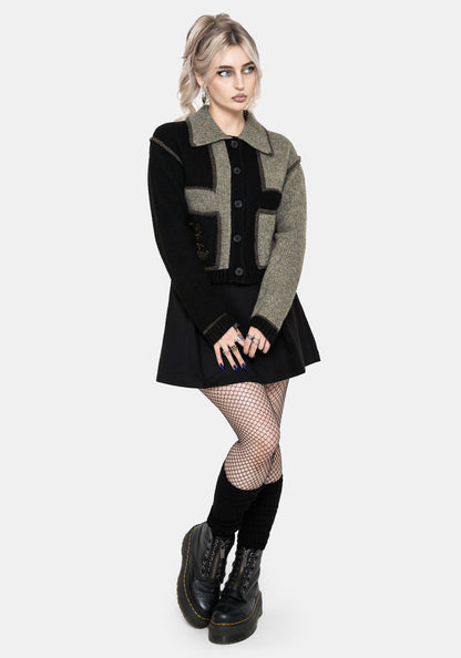 Polly Collared Patch Embroidered Knit Cardigan