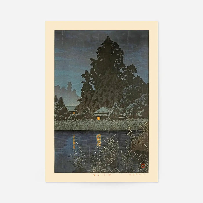 Rain at Omiya Print by Hasui Kawase, Japanese woodblock print, unframed
