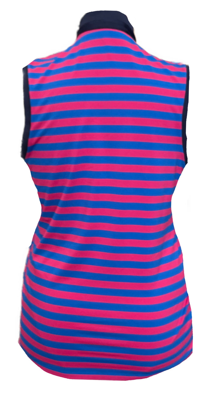 Ralph Lauren Magenta & Royal Striped Sleeveless Golf Top Size L