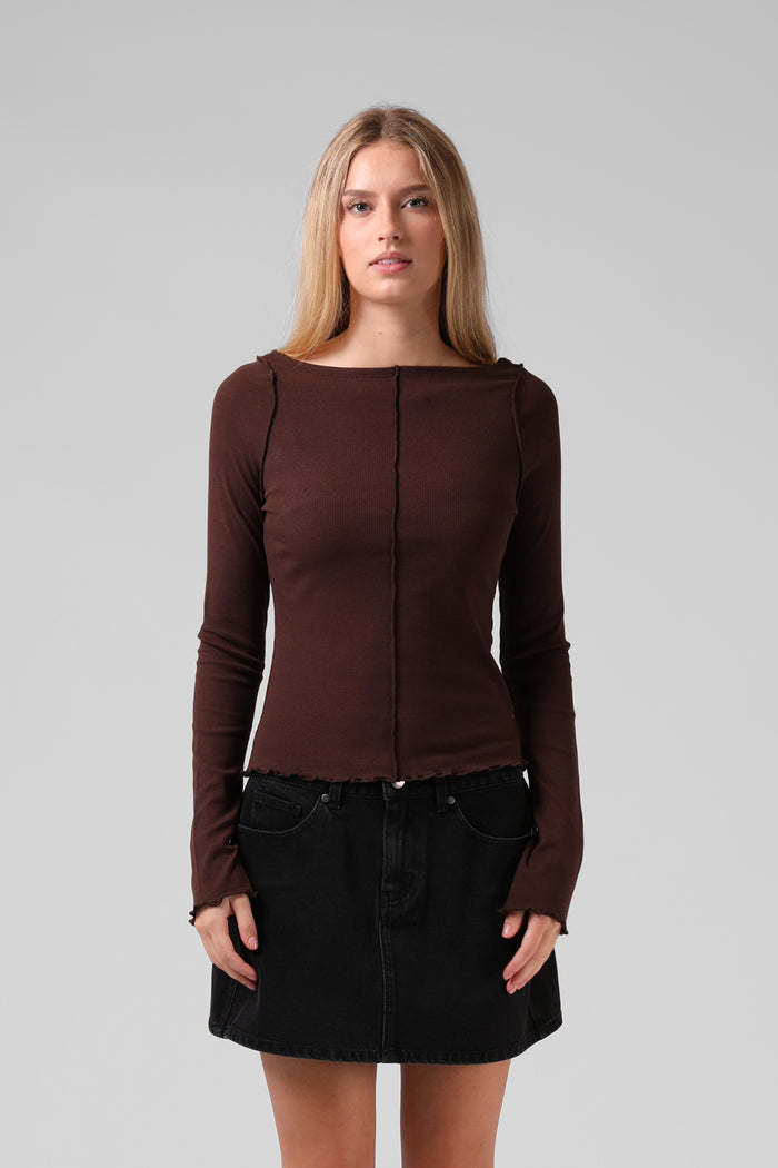 Ribbed LS - Chocolate