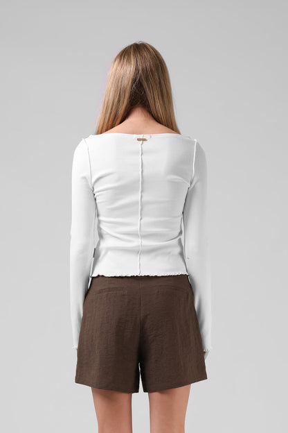 Ribbed LS - White
